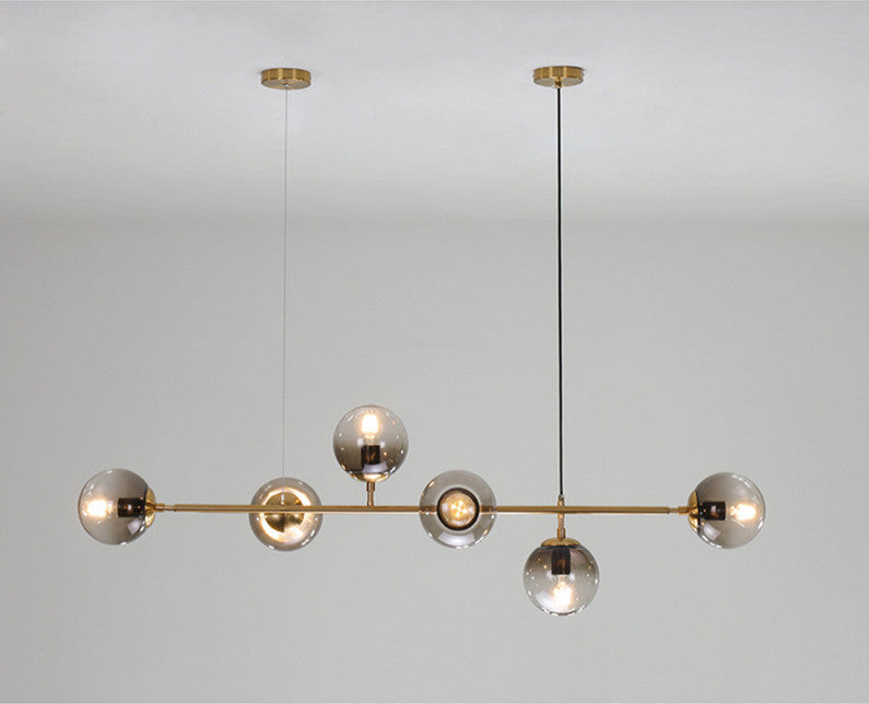 Igliano | Creative LED Pendant Light in the Shape of Glass Ball for Dining Room, Gold, Smoky Glass, Warm Light