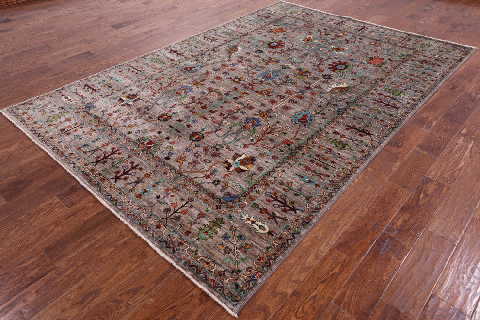 6' 6" X 9' 9" Persian Tabriz Hand-Knotted Wool Rug Q5724