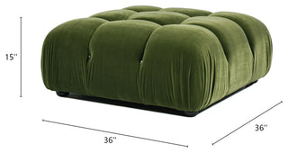 Marcel 36" Modular Tufted Square Cocktail Ottoman, Olive Green Performance Velvet