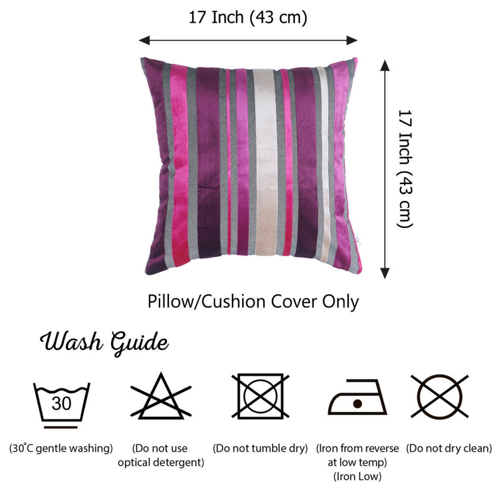 HomeRoots Set of 2 Purple Varigated Stripe Decorative Pillow Covers