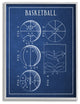 Stupell Industries Basketball Blueprint Vintage Sports Design, 11"x14", Gray