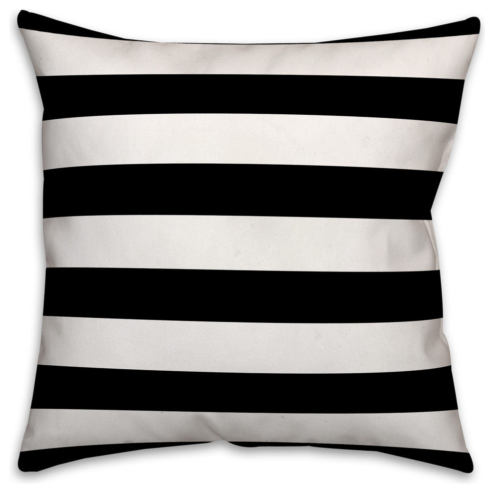 Black and White Stripes Spun Poly Pillow, 18x18