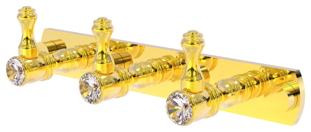 Carolina Crystal 3 Position Tie and Belt Rack, Polished Brass