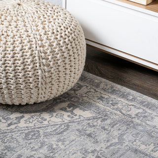 Modern Persian Medallion Light Gray/Ivory 6' Square Area Rug