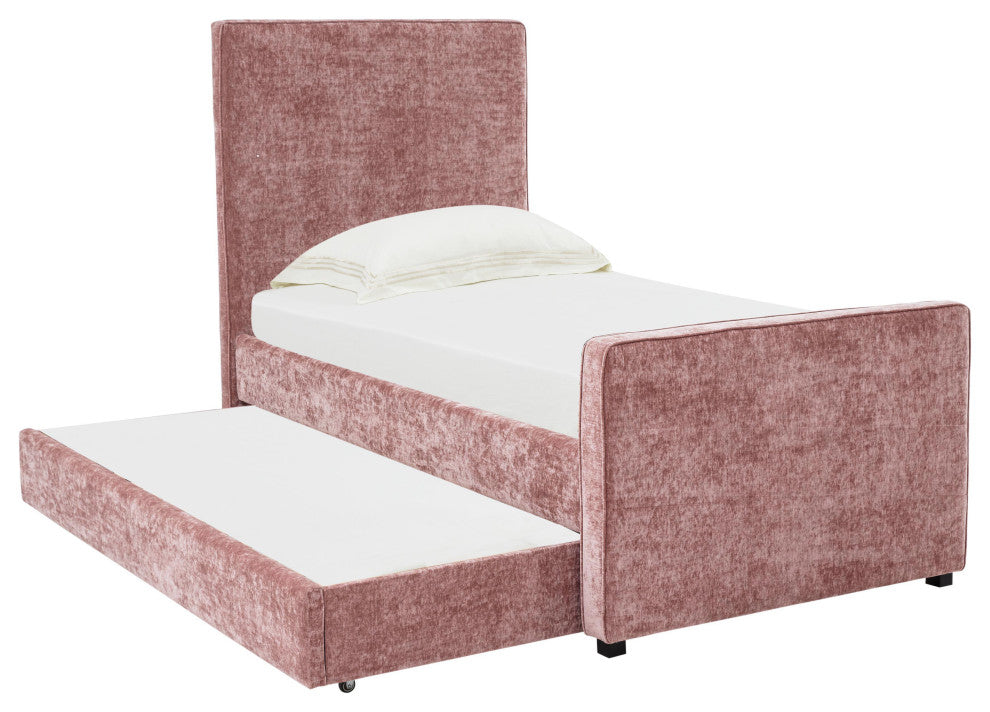 Delilah Blush Textured Velvet Trundle in Twin