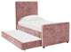 Delilah Blush Textured Velvet Trundle in Twin