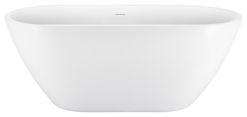 62" Acrylic Freestanding Soaking Bathtub, White, Overflow and Drain