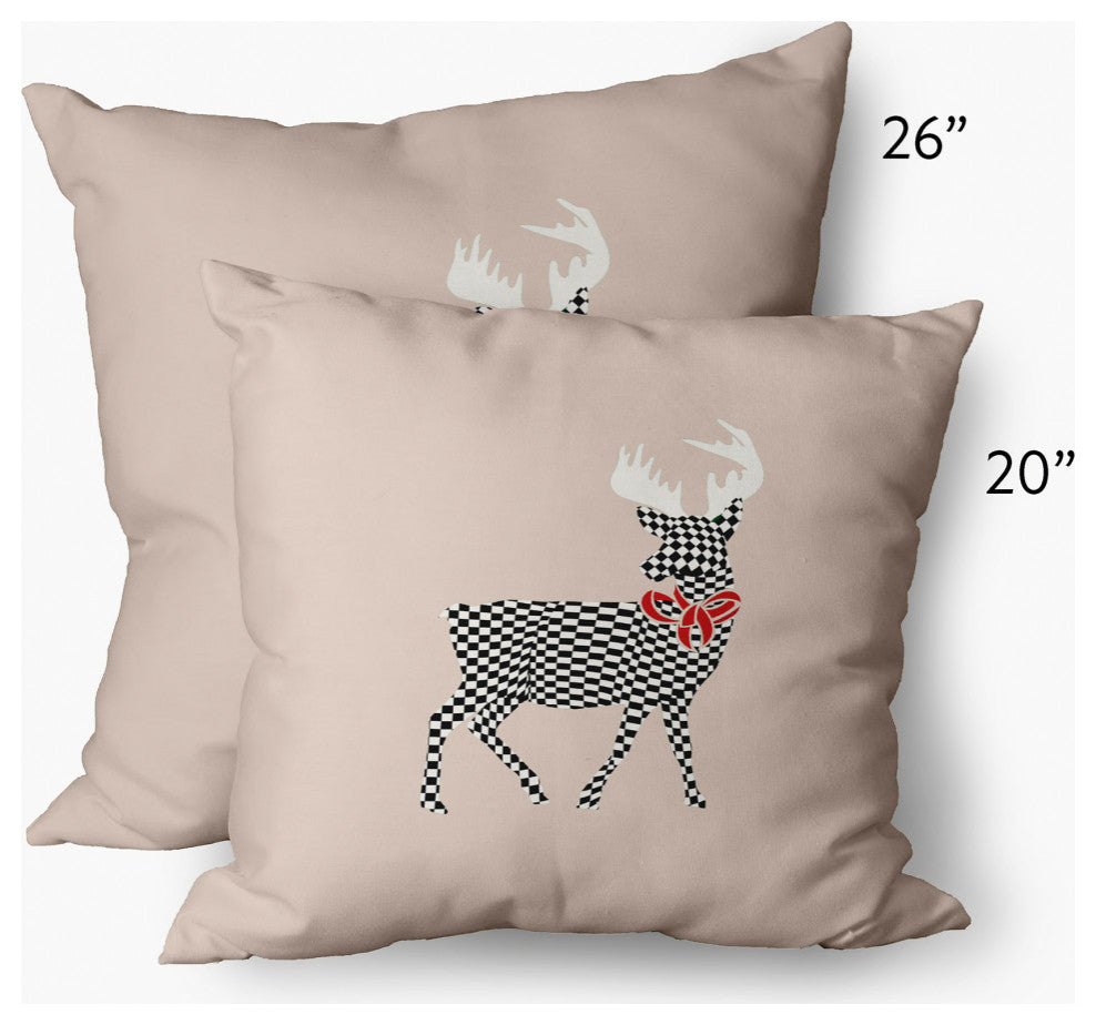 Merry Deer Decorative Throw Pillow, Taupe, 14"x20"