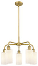 Clymer 5-Light 22" Stem Chandelier, Brushed Brass, Matte White Shade