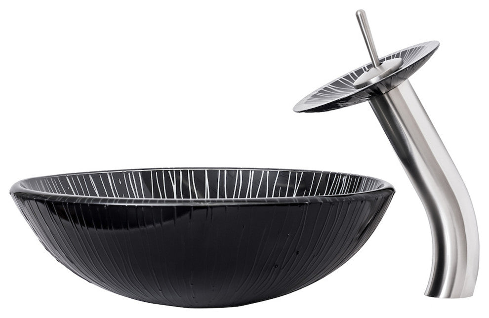 Godere Glass Vessel Sink Set, Brushed Nickel