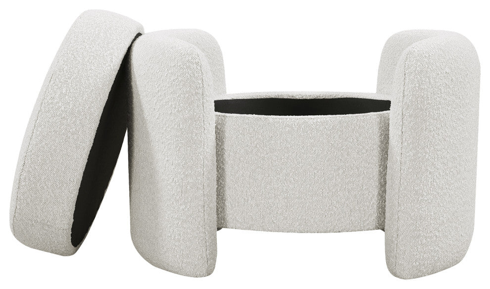 Horizon Boucle Fabric Upholstered Ottoman, Cream