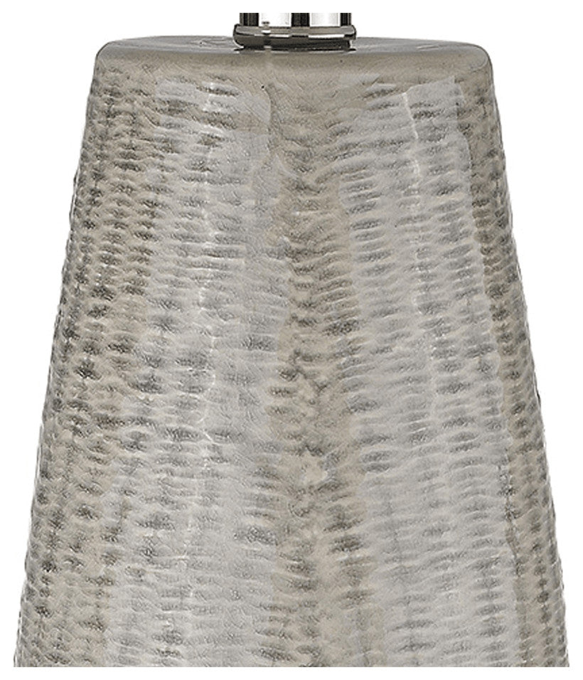 33" White Ceramic Table Lamp With White Empire Shade