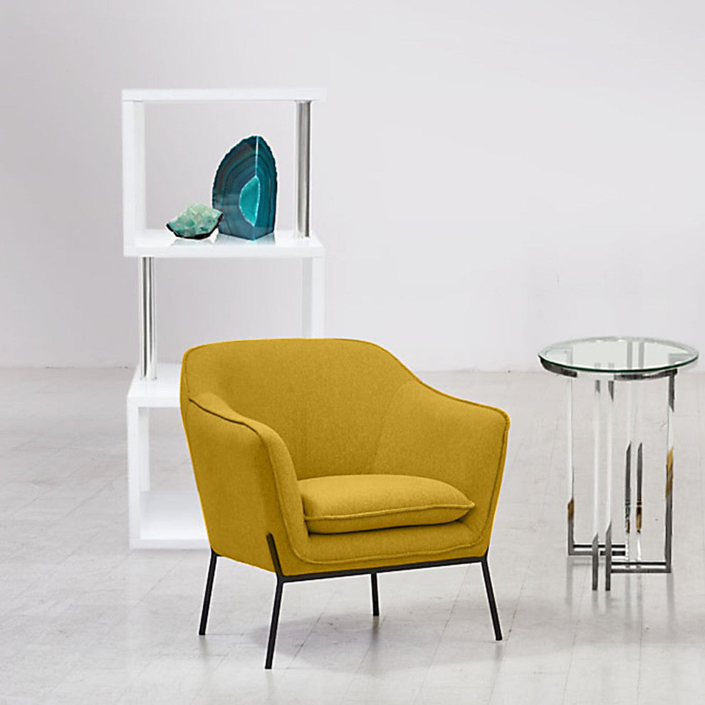 Status Accent Chair, Yellow Fabric With Metal Leg by Diamond Sofa