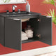 Sink Vanity Cabinet, Wall Mounted, Melamine, Gray Black, Modern, Bathroom
