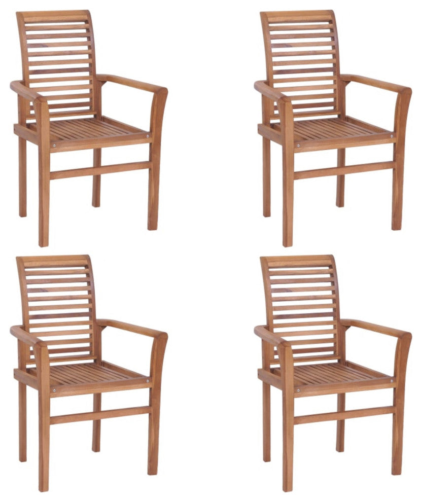Vidaxl Dining Chairs, Set of 4, With Beige Cushions Solid Teak Wood