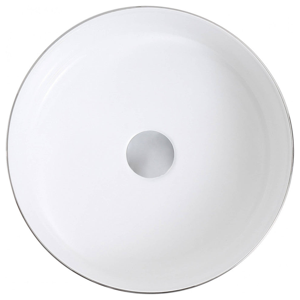 Fine Fixtures Luxury Vessel, Round 15", Brushed Silver