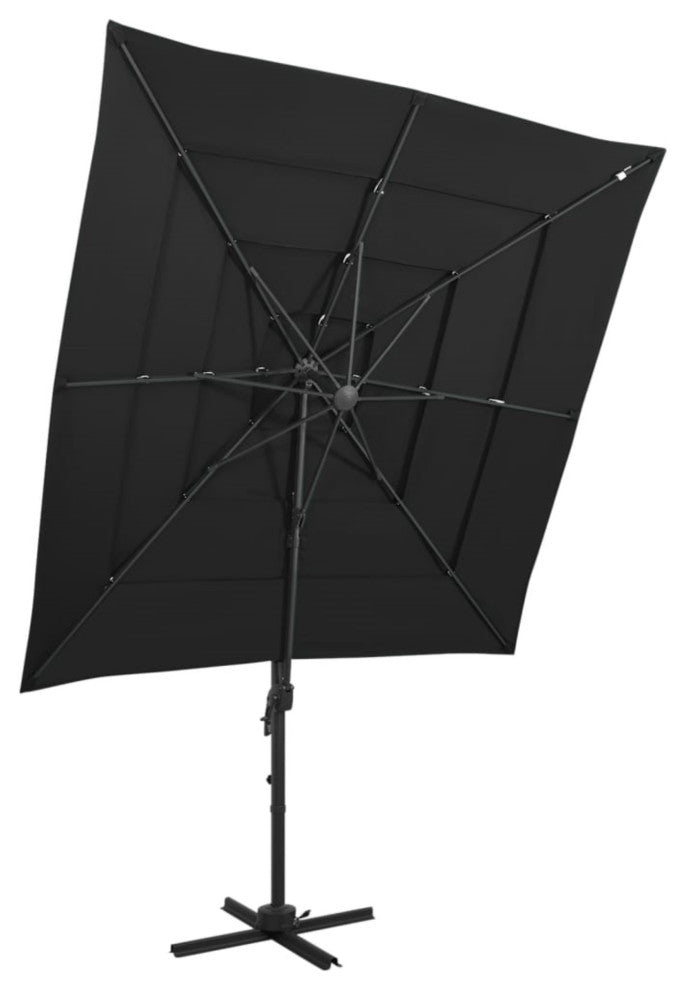 vidaXL 4-Tier Parasol with Aluminum Pole Black 98.4"x98.4