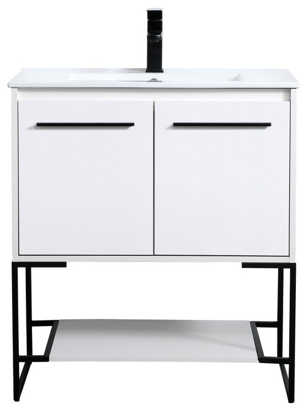 30" Single Bathroom Vanity, White
