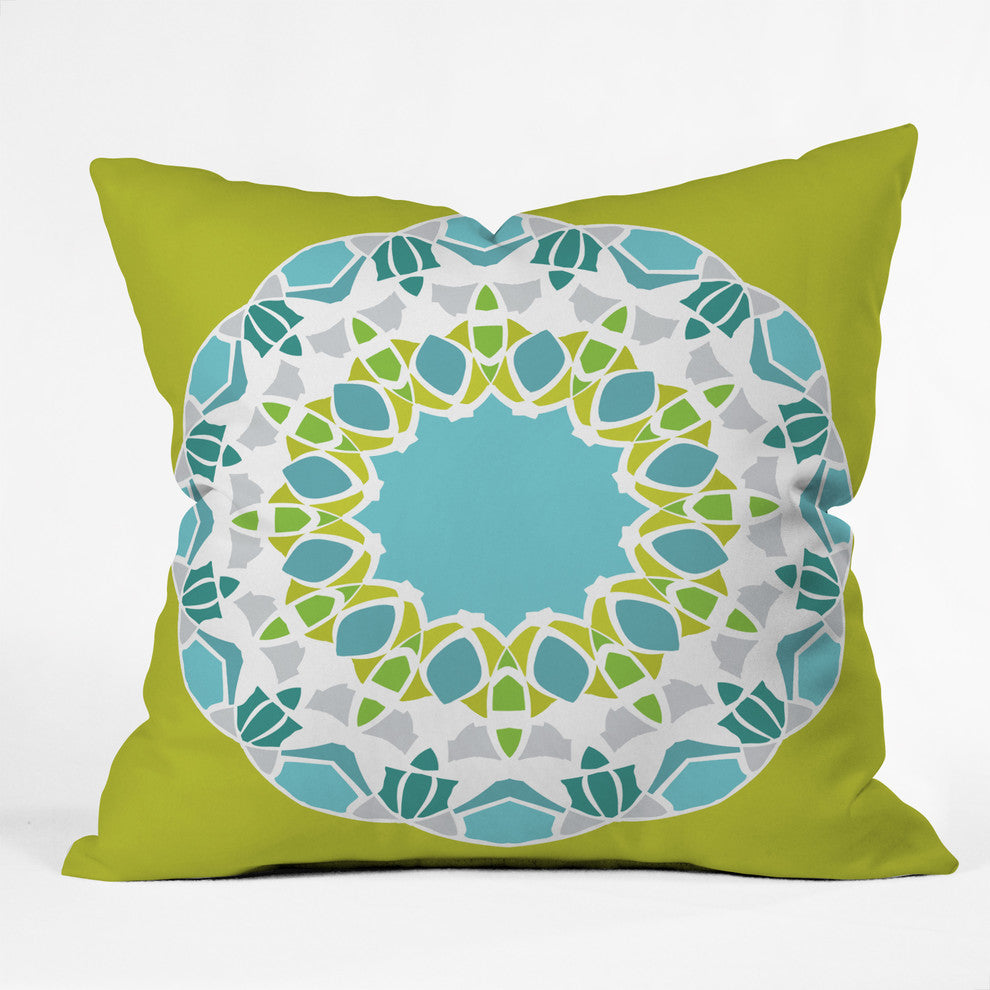 Karen Harris Mod Medallion Green Outdoor Throw Pillow