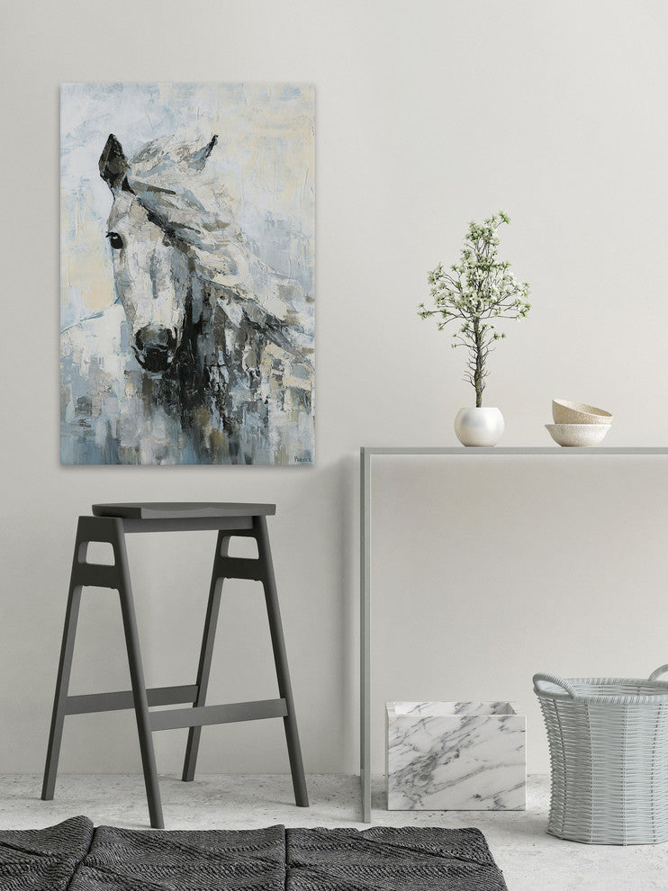 "Great White Horse" Painting Print on Wrapped Canvas, 20"x30"
