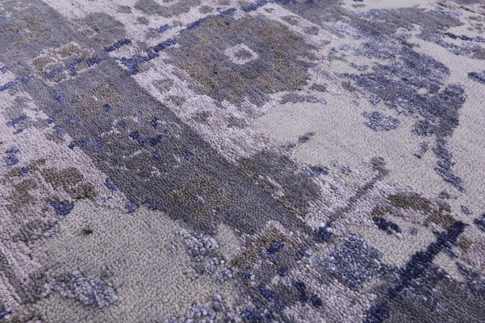 Modern Tree Of Life Design Hand-Knotted Wool and Silk Rug 8' 0" X 10' 1"- Q7227