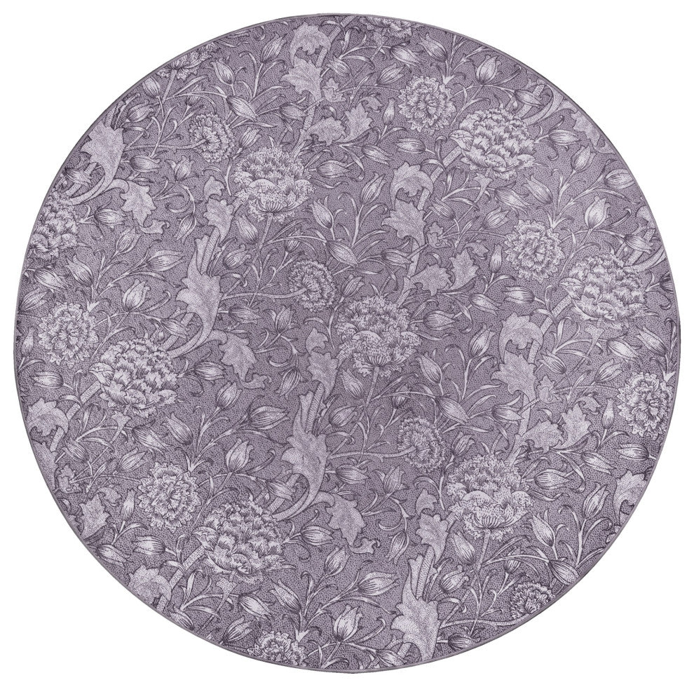 My Magic Carpet Washable Rug Kalini Floral Woodland Brown, 6' X 6'