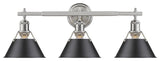 Golden Lighting Orwell 3-Light Bath Vanity, Pewter, Black Shade