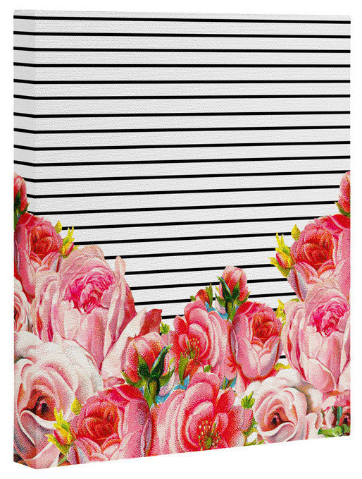 Deny Designs Allyson Johnson Bold Floral And Stripes Art Canvas