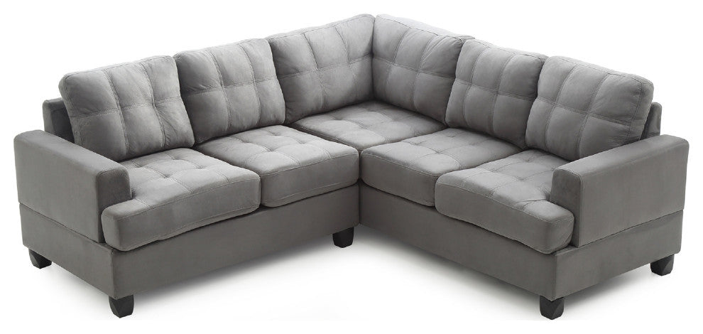 Sandridge 80" W 2 Piece Microfiber L Shape Sectional Sofa, Gray