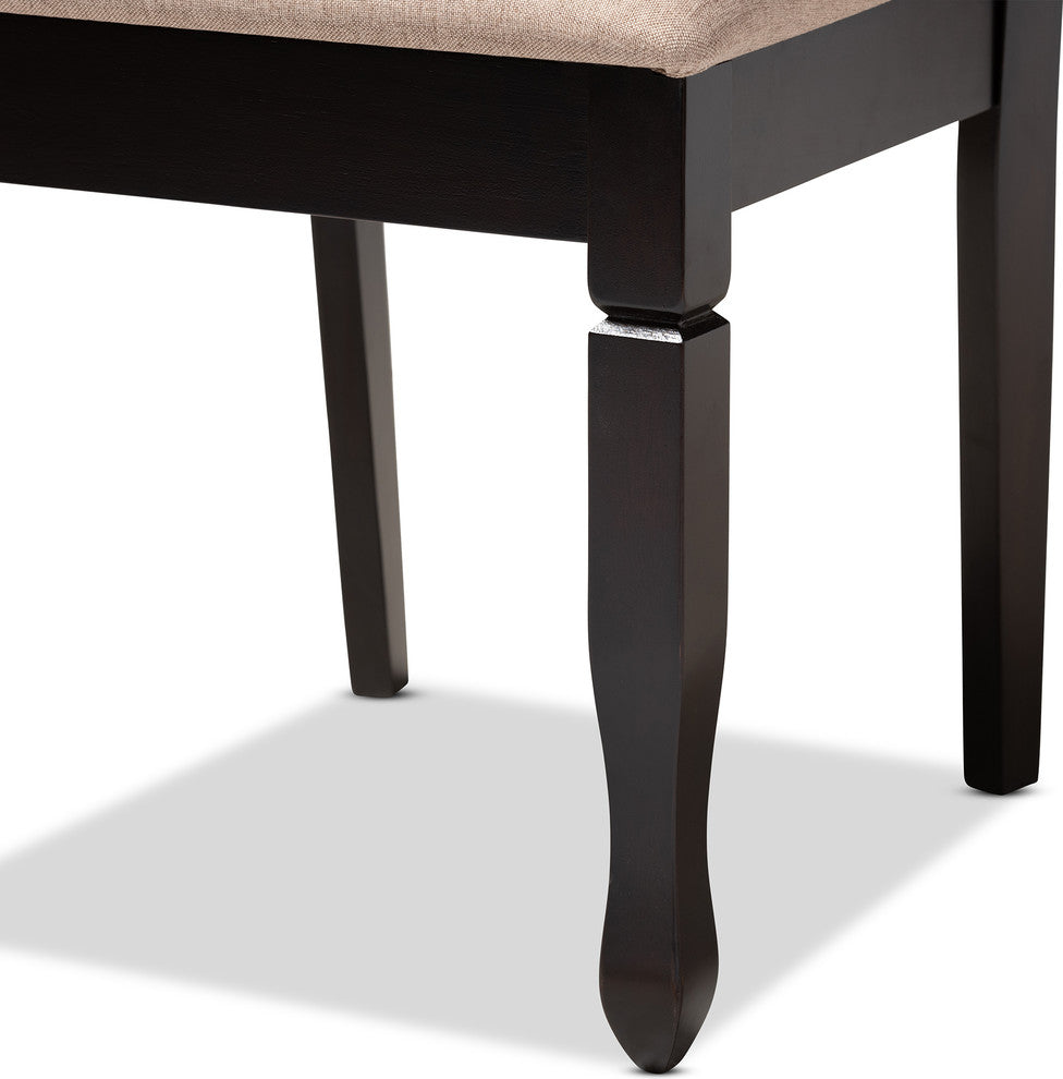 Brande Sand Fabric Espresso Brown Finish Dining Chairs, Set of 4