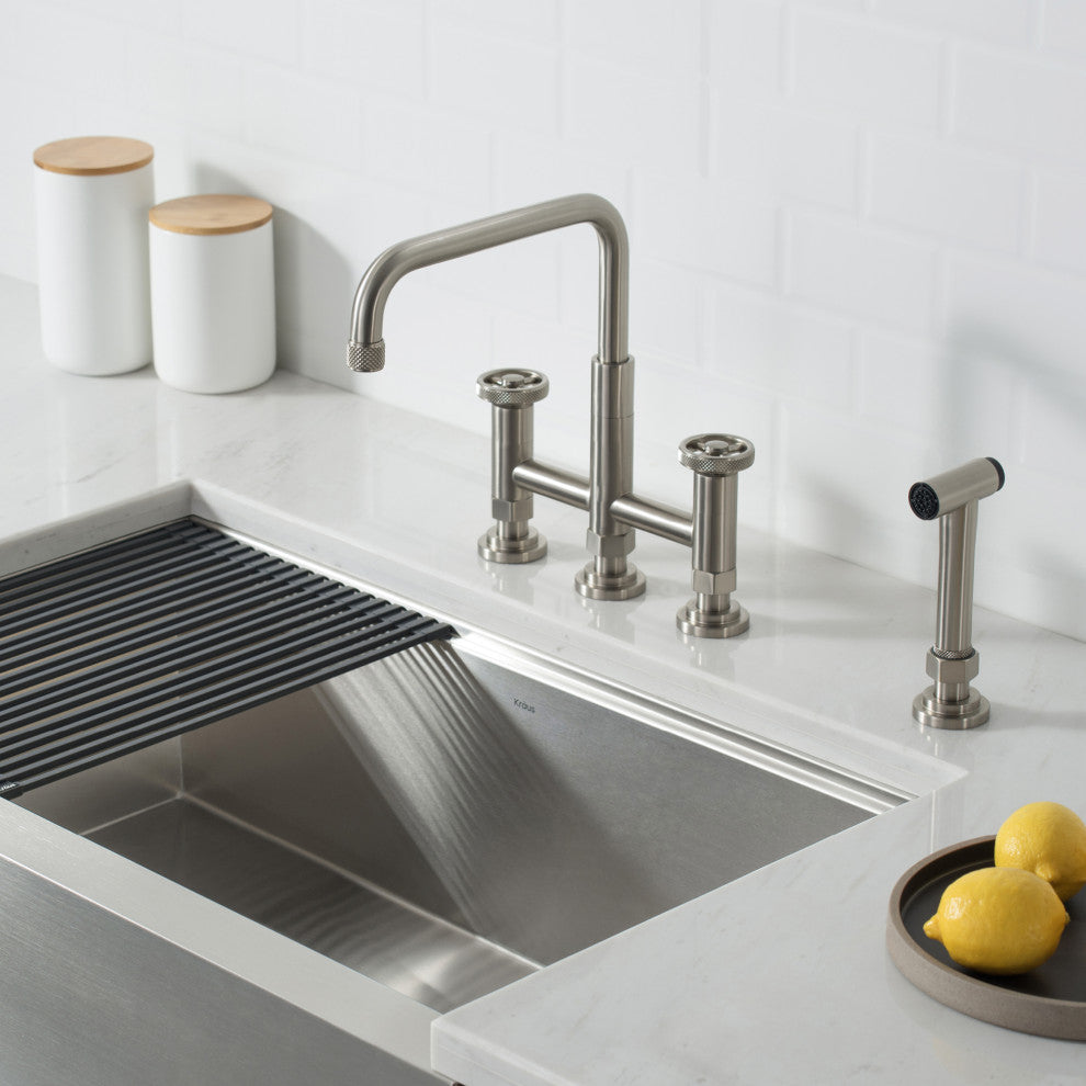 Urbix Bridge Kitchen Faucet, Spot Free Stainless Steel