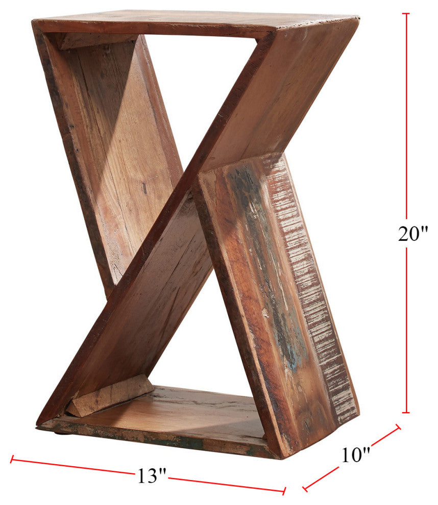 Wooden Geometric Accent Table, Natural