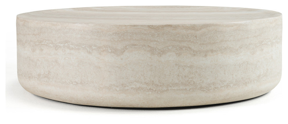 Modrest Cozad Modern Faux Travertine Round Coffee Table