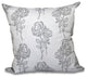 Carmen, Floral Print Pillow, Gray, 26"x26"
