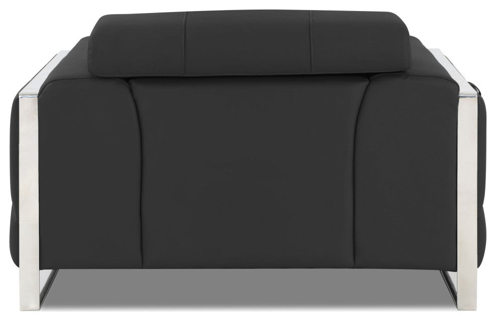 Trento Genuine Italian Leather Modern Chair Dark Gray