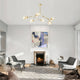 8-Light Adjustable Colorful Glass Shades Chandelier Pendant,Clear Glass Shades, Amber, 6light