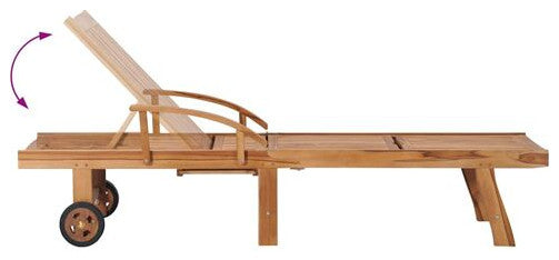 vidaXL Deckchair Patio Lounge Chair Sunbed with Table 2 Pcs Solid Teak Wood