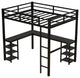 Gewnee Full Metal Loft Bed with Desk and Shelves