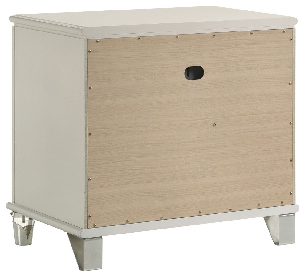 Olivia 2-drawer Nightstand Bedside Table Pearl White
