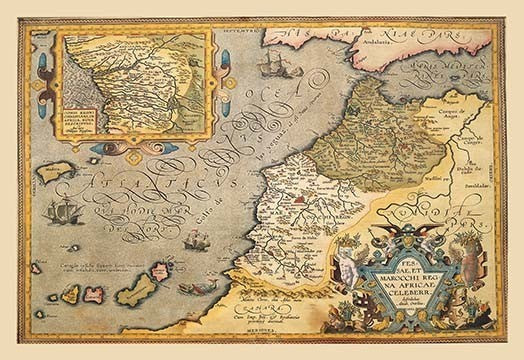Map of Northwestern Africa - Gallery Wrapped Canvas Art 28" x 42"