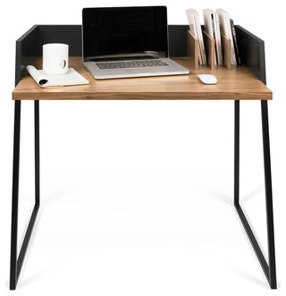 Modern Small Home Office Laptop Table Desk, Walnut/Black
