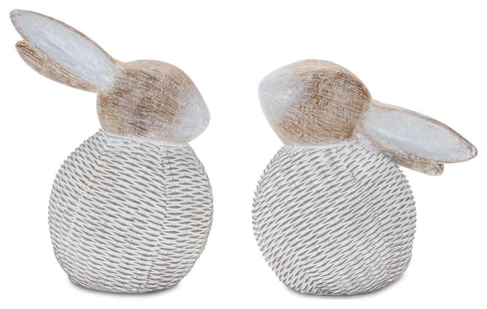 Wicker Bunny Figurine, 2-Piece Set