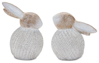 Wicker Bunny Figurine, 2-Piece Set