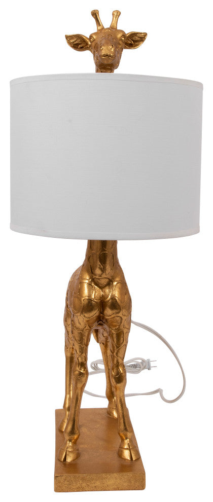 Giraffe Lamp With Linen Shade, Gold