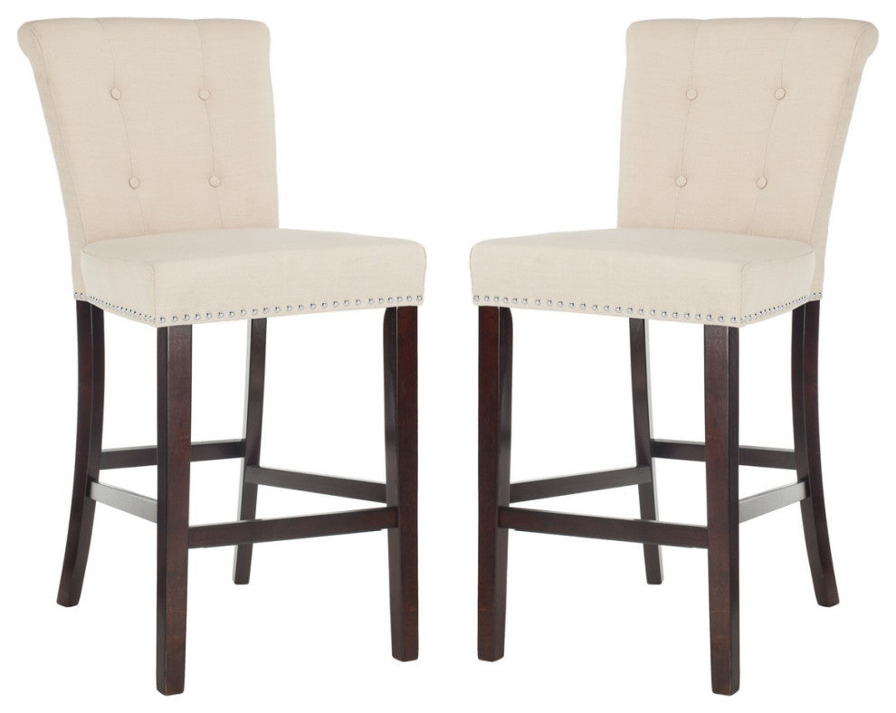 Safavieh Taylor Bar Stool, Beige/Espresso