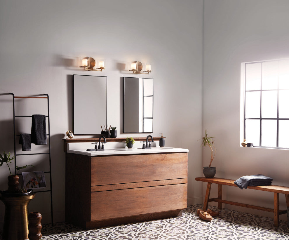 Hinkley Rixon Small Two Light Vanity, Heritage Brass