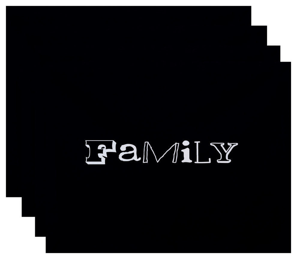 18"x14" Family, Word Print Placemat, Navy Blue, Set of 4