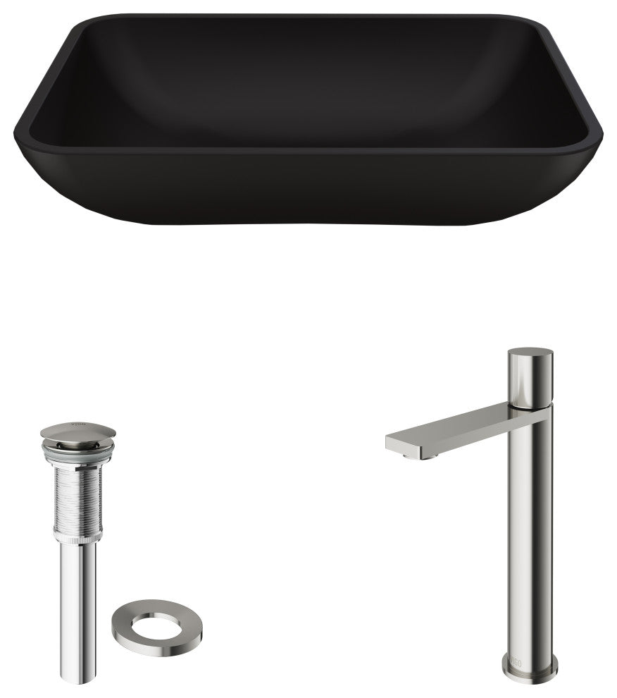 Sottile 18"L x 13"W Glass Vessel Sink and Gotham 12"H Faucet Set