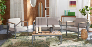 Safavieh Outdoor Chicopee 4 Piece Living Set Natural/Light Grey