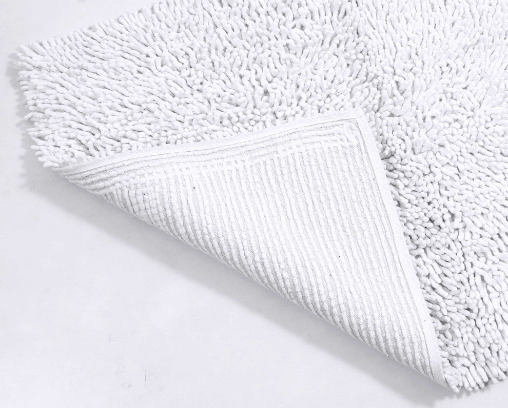 Shaggy Lux Bath Rug Bath Rugs Set, 24x36 Rectangle, White